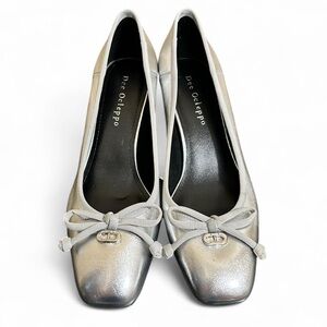 DEE OCLEPPO Silver Women's Heels with Bow Accent